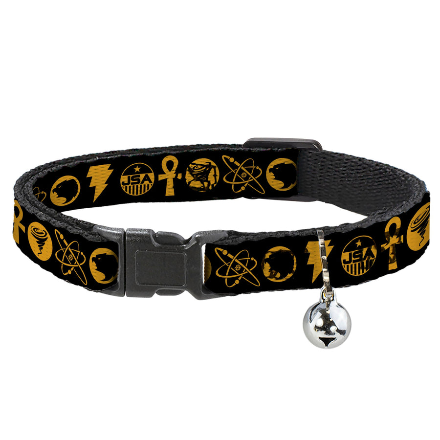 Cat Collar Breakaway with Bell - Black Adam Justice Society Icons Black Orange