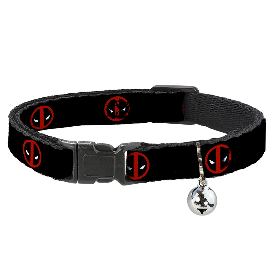 MARVEL DEADPOOL Cat Collar Breakaway - Deadpool Logo Black Red White