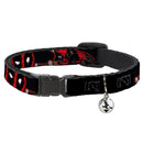 Breakaway Cat Collar with Bell - Deadpool 2-Action Poses/Splatter Logo Black/Red/White