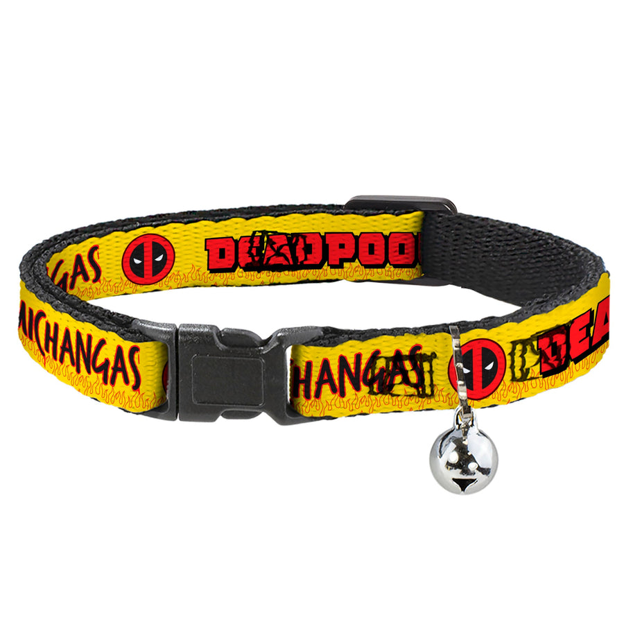 Cat Collar Breakaway - DEADPOOL'S CHIMICHANGAS Flames Yellow Black Red