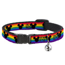 Breakaway Cat Collar with Bell - Mickey Mouse Ears Icon Rainbow Pride Flag