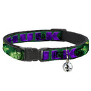 Cat Collar Breakaway - HULK Face CLOSE-UP Action Pose Greens Purples