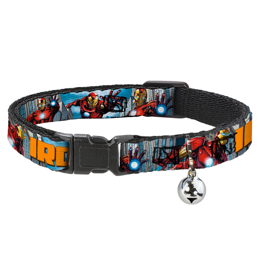 Cat Collar Breakaway - IRON MAN w Avengers Logo Cityscape