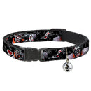 Cat Collar Breakaway - Joker BRILLIANTLY TWISTED PSYCHO 2-Poses Cards Black Grays