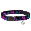 Cat Collar Breakaway - HARLEY QUINN Pow & Aiming Poses Joker Sketch Black Turquoise Fuchsia