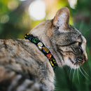 Cat Collar Breakaway - Justice League Superhero Logos CLOSE-UP Black