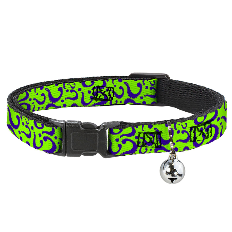 Cat Collar Breakaway - Question Mark Scattered Green Purple