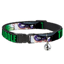 Cat Collar Breakaway - THE RIDDLER Face CLOSE-UP Black Green