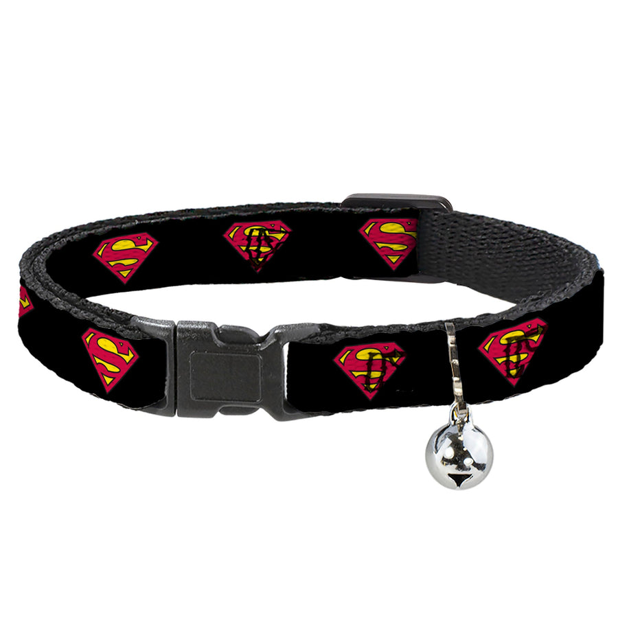 Cat Collar Breakaway - Superman Shield Black