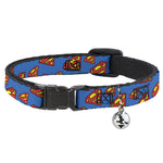 Breakaway Cat Collar with Bell - Super Shield Diagonal Royal Blue/Red