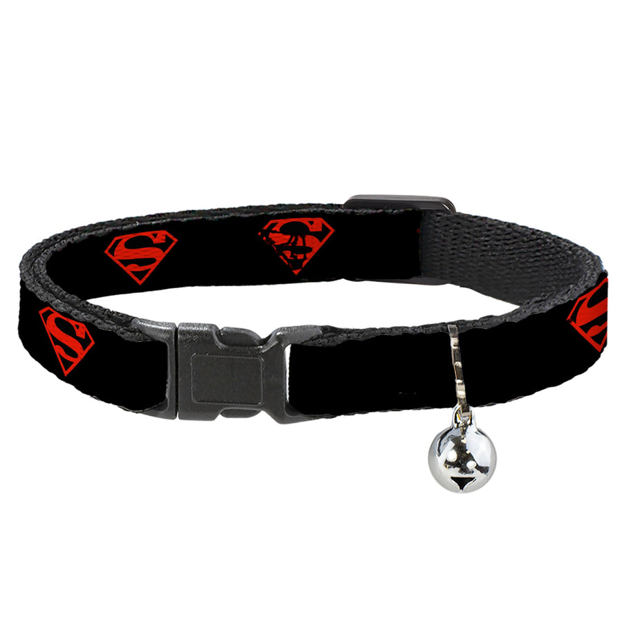 Cat Collar Breakaway - Superboy Shield Black Red