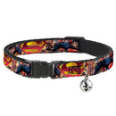 Cat Collar Breakaway - Superman Unchained Explosion Action Pose Wraith Shield Golds Reds