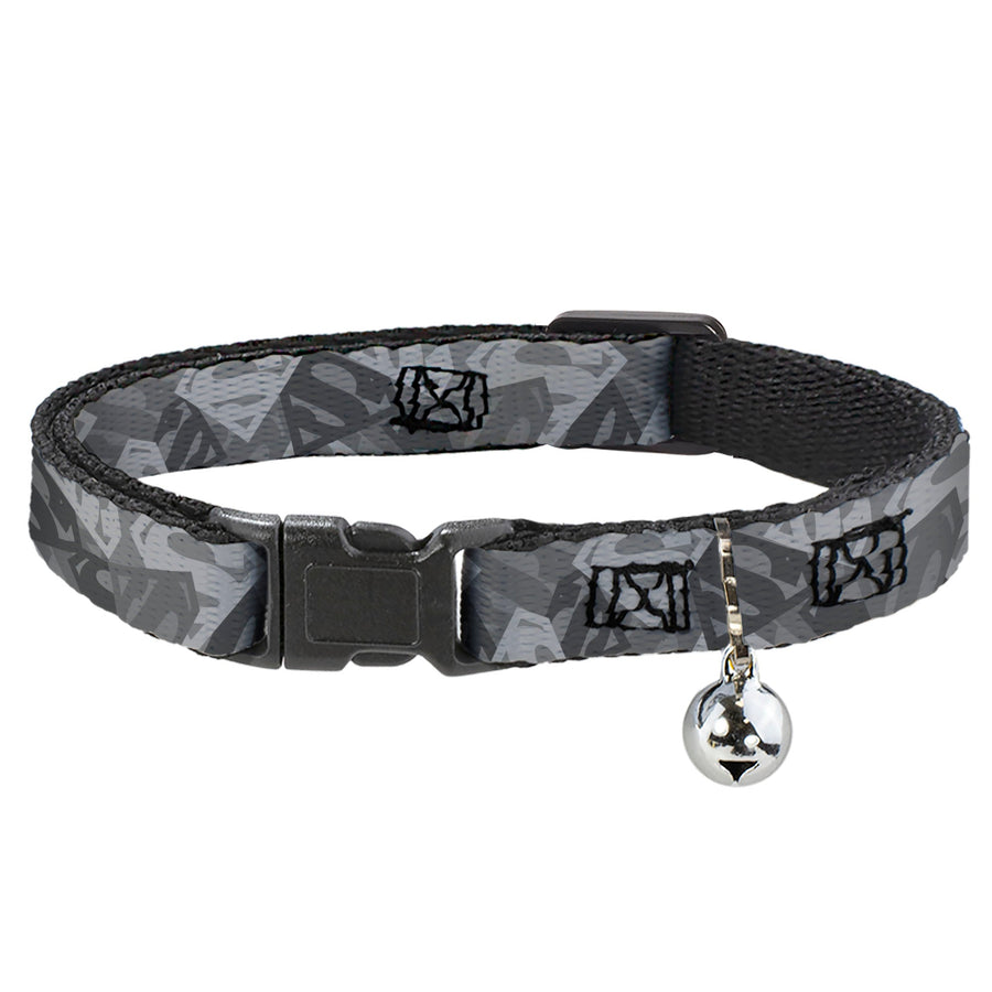 Cat Collar Breakaway - Superman Shield Camouflage Grays