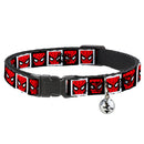 Cat Collar Breakaway - Spider-Man Face Black White Blocks