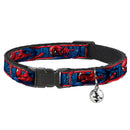 ULTIMATE SPIDER-MAN Cat Collar Breakaway - SPIDER-MAN 3-Action Poses Bricks Stripe Blues Red White