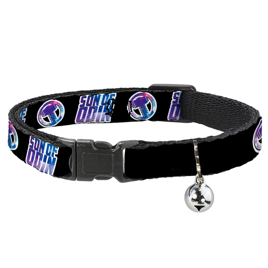 Cat Collar Breakaway with Bell - Thor SON OF ODIN Hamner Icon Black White Blues