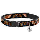 Breakaway Cat Collar with Bell - GREMLINS 1984 Gizmo Face Close-Up Black