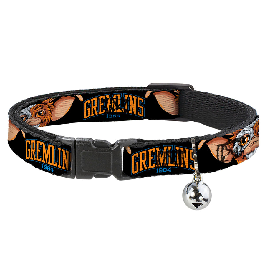 Breakaway Cat Collar with Bell - GREMLINS 1984 Gizmo Face Close-Up Black