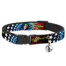 Cat Collar Breakaway - Wonder Woman Face w Stars