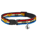 Cat Collar Breakaway - Wonder Woman Logo Stripe Stars Red Gold Blue White