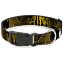 Plastic Clip Collar - BATMAN w/Bat Signals & Flying Bats Yellow/Black/White