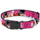 Plastic Clip Collar - BATGIRL Bubble Letters w/Stars Pink/White