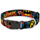 Plastic Clip Collar - Batman & Robin in Action w/Text Burgundy