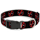 Plastic Clip Collar - Deadpool Logo2 Black/Red/White