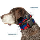 Plastic Clip Collar - Harley Quinn Diamond/Stripe Red/Blue