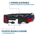 Plastic Clip Collar - Harley Quinn Diamond/Stripe Red/Blue