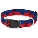 Plastic Clip Collar - Harley Quinn Diamond/Stripe Red/Blue