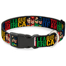 Plastic Clip Collar - JUSTICE LEAGUE OF AMERICA w/Superhero Blocks Black/Multi Color