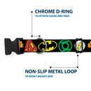 Plastic Clip Collar - Justice League Superhero Logos CLOSE-UP Black