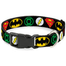 Plastic Clip Collar - Justice League Superhero Logos