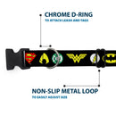 Plastic Clip Collar - Justice League 6-Superhero Logos Black