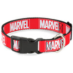 Plastic Clip Collar - MARVEL Red Brick Logo Red/White