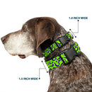 Plastic Clip Collar - Question Mark Scattered Lime Green/Purple