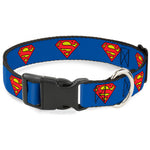 Plastic Clip Collar - Superman Shield Blue