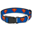 Plastic Clip Collar - Superman Shield Blue