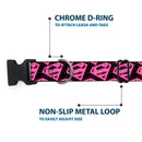 Plastic Clip Collar - Diagonal Superman Logo w/Hearts Black/Pink