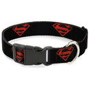 Plastic Clip Collar - Superboy Shield Black/Red