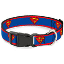 Plastic Clip Collar - Superman Shield/Stripe Red/Blue