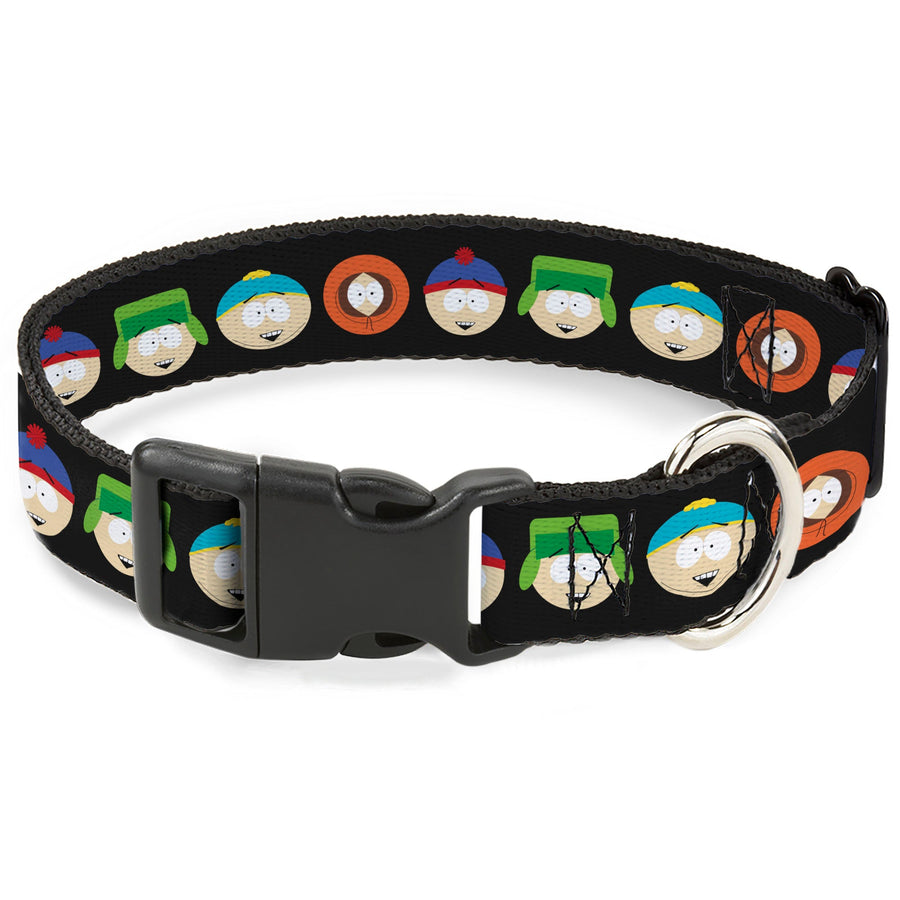 Plastic Clip Collar - South Park Boys Face Repeat Black