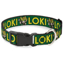 Plastic Clip Collar - Kawaii LOKI Standing Pose/Text Green/Yellow