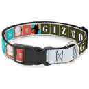 Plastic Clip Collar - Gremlins GIZMO Text and Pose Blocks White/Multi Color