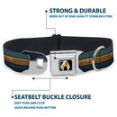 Aquaman 2017 Icon Black/Golds Seatbelt Buckle Collar - AQUAMAN Scales Stripe Blues/Golds