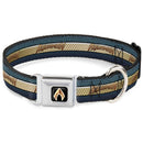 Aquaman 2017 Icon Black/Golds Seatbelt Buckle Collar - AQUAMAN Scales Stripe Blues/Golds