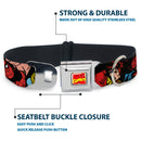 MARVEL COMICS Marvel Comics Logo Full Color Seatbelt Buckle Collar - 5-Marvel Characters Black