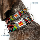 MARVEL COMICS Marvel Comics Logo Full Color Seatbelt Buckle Collar - Thor & Loki Poses/Retro Comic Books Stacked