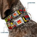 MARVEL COMICS Marvel Comics Logo Full Color Seatbelt Buckle Collar - MARVEL/Retro Comic Panels Black/Yellow